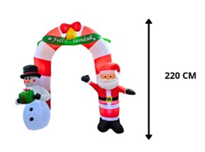 ARCO DE NAVIDAD INFLABLE CON SANTA Y MUÑECO DE NIEVE 220 CM
