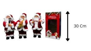 SANTA CON LUZ, SONIDO Y MOVIMIENTO SURTIDO 3 MODELOS 30CM
