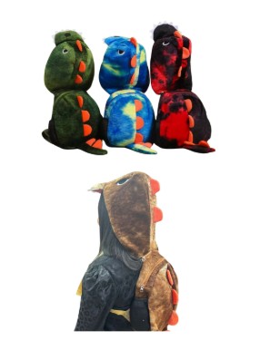 MOCHILA DINOSAURIO CON CAPUCHA (4 COLORES)