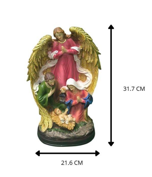 SAGRADA FAMILIA Y ANGEL CON LUZ 21.6 X 14 X 31.7 CM