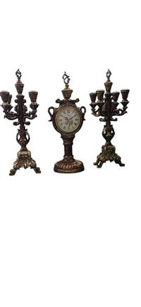 SET DE RELOJ Y CANDELABROS DE RESINA