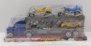 CAMIÓN DE FRICCIÓN CON 2 BICICLETAS Y 2 AUTOMÓVILES, 2 COLORES
