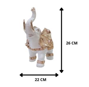ELEFANTE DE RESINA BLANCO CON DORADO