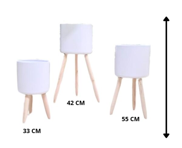 SET 3 MACETAS DE METAL BLANCAS