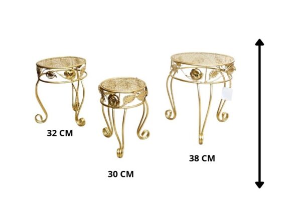 SET PEDESTALES DE METAL DORADOS (3 PZAS)