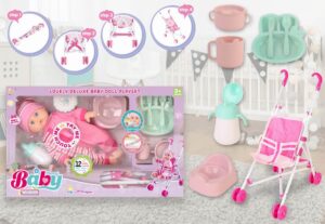 MUÑECA CON SONIDO COCHE Y ACCESORIOS