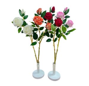 VARA DE 2 ROSAS Y 1 BOTON COLORES SURTIDAS