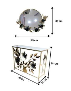MESA DE METAL DECORATIVA CON ESPEJO