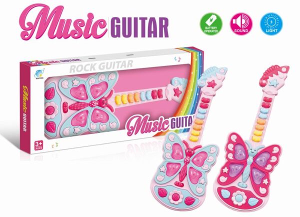 GUITARRA CON LUZ Y MÚSICA (2 COLORES SURTIDOS)
