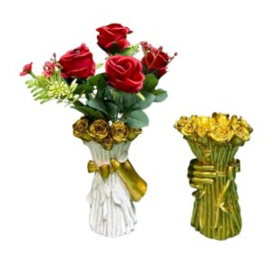 FLORERO CON MANO DE RESINA 2 COLORES 10X8X17.5 CM