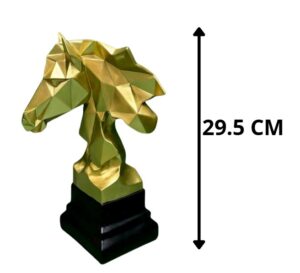 CABALLO DE RESINA DORADO 15.5X16X29.5 CM