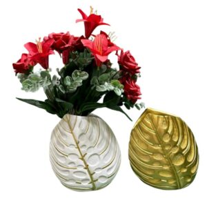 FLORERO HOJA DE RESINA 2 COLORES 19X1.5X20.5 CM