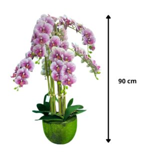 ORQUIDEA CON BASE VERDE MORADA 90 CM