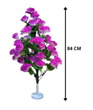 PLANTA DE ROSA 50 FLORES MORADO 84 CM