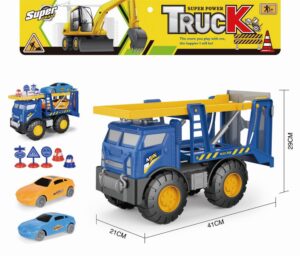 CAMIÓN TRANSPORTADOR CON 2 CARROS Y ACCESORIOS (RUEDA LIBRE)