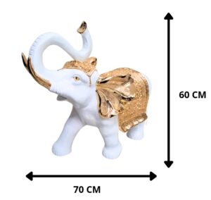 ELEFANTE DE POLIRESINA BLANCO CON DORADO