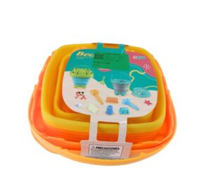 JUEGO DE PLAYA CON CUBO, 8 PIEZAS, 2 COLORES SURTIDOS