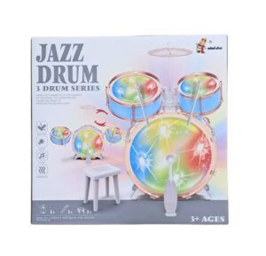 BATERÍA DE JAZZ CON SILLA - 3 TAMBORES CON LUZ