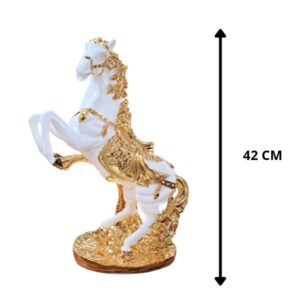CABALLO DE POLIRESINA BLANCO CON DORADO