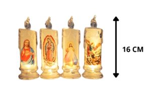 VELA PLASTICA (BATERIA INCLUIDA) SURTIDA 4 MODELOS RELIGIOSOS