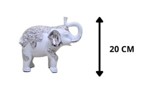 ADORNO ELEFANTE PLATEADO CON BLANCO DE POLIRESINA